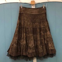 ISSUE light corduroy brown tie dye midi Gypsy skirt juniors size XS - £21.19 GBP