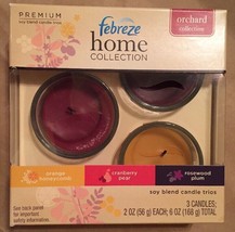 Febreze Home Collection Soy Candle Set Of 3 Ship Free Premium Orchard Collection - £38.40 GBP