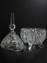 Vintage Lausitzer(German)  Oval Footed Crystal Candy Dish with Pointed Lid - £39.22 GBP