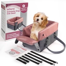 Center Console Dog Car Seat For Small Dogs – Stylish Middle Armrest, Grey &amp; Pink - £39.12 GBP