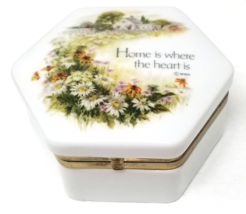 Home is Where the Heart Is Trinket Box Robert Laessig Japanese 1975 Hexagon - $18.95