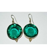 VINTAGE STERLING SILVER GREEN AMETHYST EARRINGS - £22.23 GBP