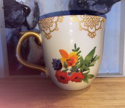 The Pioneer Woman Gibson Vintage Coffee Mug Floral Gold Handle Cup - £11.62 GBP