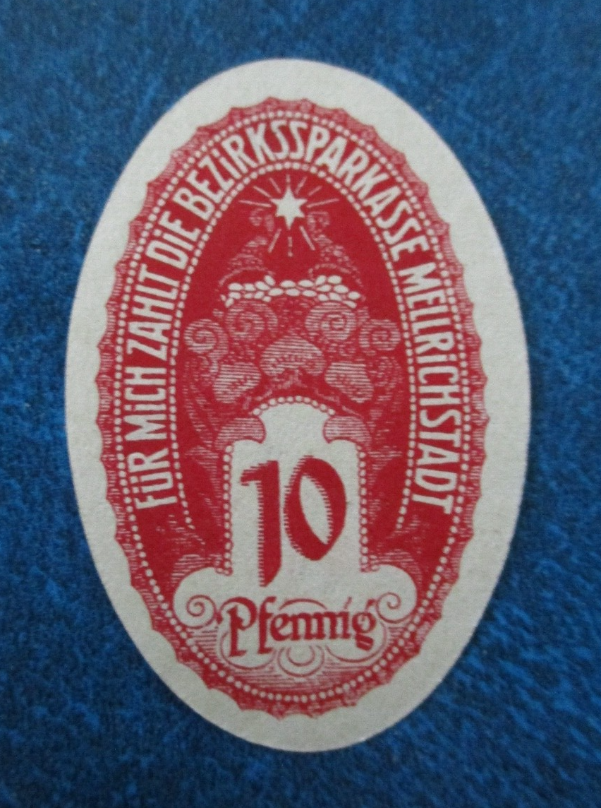 1920 MELLRICHSTADT BAVARIA GERMANY UNCIRCULATED NOTGELD 10 PFENNIG OVAL ... - $18.95