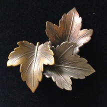 Mixed Metals Maple Leaf Brooch Pin K&amp;T Leaves Artisan Cottagecore Vintage Autumn - £11.14 GBP