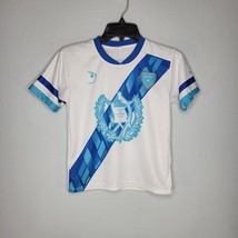 Guatemala Boys Soccer Jersey Size 8 White Blue Short Sleeve Polyester - $10.93