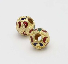 1 pc 22k gold enamel ball bead charm  #B1 - £118.65 GBP
