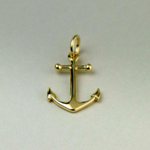 14K Yellow Gold Over 925 Sterling Silver Anchor Necklace Pendant with Chain 18&quot; - £30.78 GBP