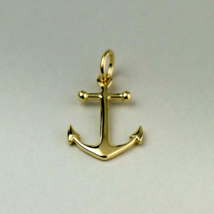 14K Yellow Gold Over 925 Sterling Silver Anchor Necklace Pendant with Chain 18&quot; - £30.61 GBP