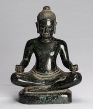 Ancien Khmer Style Assis Bronze Méditation Jayavarman VII Statue - 26cm/10 &quot; - £482.70 GBP