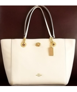 COACH NY 57107 TURLOCK GOLD CHAIN CHALK CREAM LEATHER SHOULDER TOTE BAGNWT! - £163.48 GBP