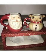 Johanna Parker Design Christmas Santa Reindeer Mug Set ~New~ - $41.16 CAD