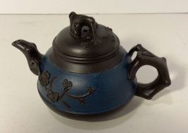 Yixing  Lidded Teapot Pottery Plum Blossom Branch Design Chinese Stamp - £51.98 GBP