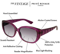 Prive Revaux The Vintage Blue Light Sun Reading Glasses- PURPLE, Strength 3.50 - £14.66 GBP