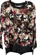 NWT LuLaRoe Small Black Brown Cream Pink Floral Hannah SWEATSHIRT - $44.54