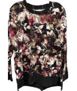 NWT LuLaRoe Small Black Brown Cream Pink Floral Hannah SWEATSHIRT - $41.57