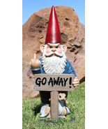 Ebros &quot;Go Away!&quot; Gnome Dwarf Not Welcome Statue 17.75&quot;H Patio Outdoor Fi... - €67,87 EUR
