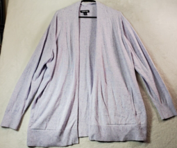 Lands&#39; End Cardigan Sweater Womens XL Purple 100% Cotton Long Sleeve Open Front - £18.81 GBP