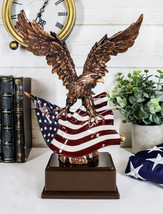 Wings of Glory Bald Eagle Clutching On American Flag Statue Bronze Electroplated - £55.14 GBP