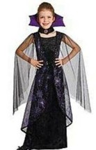 Girls Bat Wicked Black Long Dress &amp; Collar 2 Pc Halloween Costume-size 4/6 - £15.96 GBP