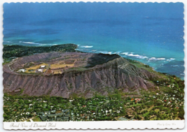 Aerial View of Diamond Head crater seen from the air  Honolulu Hawaii Postcard - £4.83 GBP