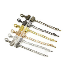 Ribbon Leather Cord End Fastener Clasps With Chains Lobster Clasps, 10pc... - $4.20+