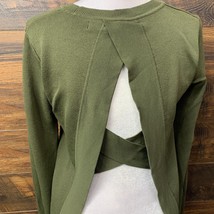 Rachel Rachel Roy Sweater Top Women Medium Green Open Back Cross Knit - £10.18 GBP