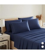 Highland Park Sheet Set Navy Blue 6-Piece Flat Fitted Pillowcases 1000 T... - $312.15 CAD+