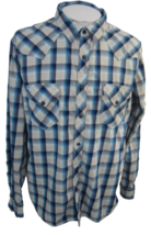 Arizona Jeans Men shirt WESTERN long sleeve pit to pit 24 XL plaid pearl snap - £13.99 GBP