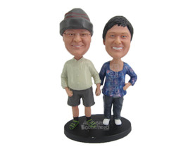 Custom Bobblehead Cute Couple Holding Each Others Hand Wearing Casual Outfit - W - £119.61 GBP