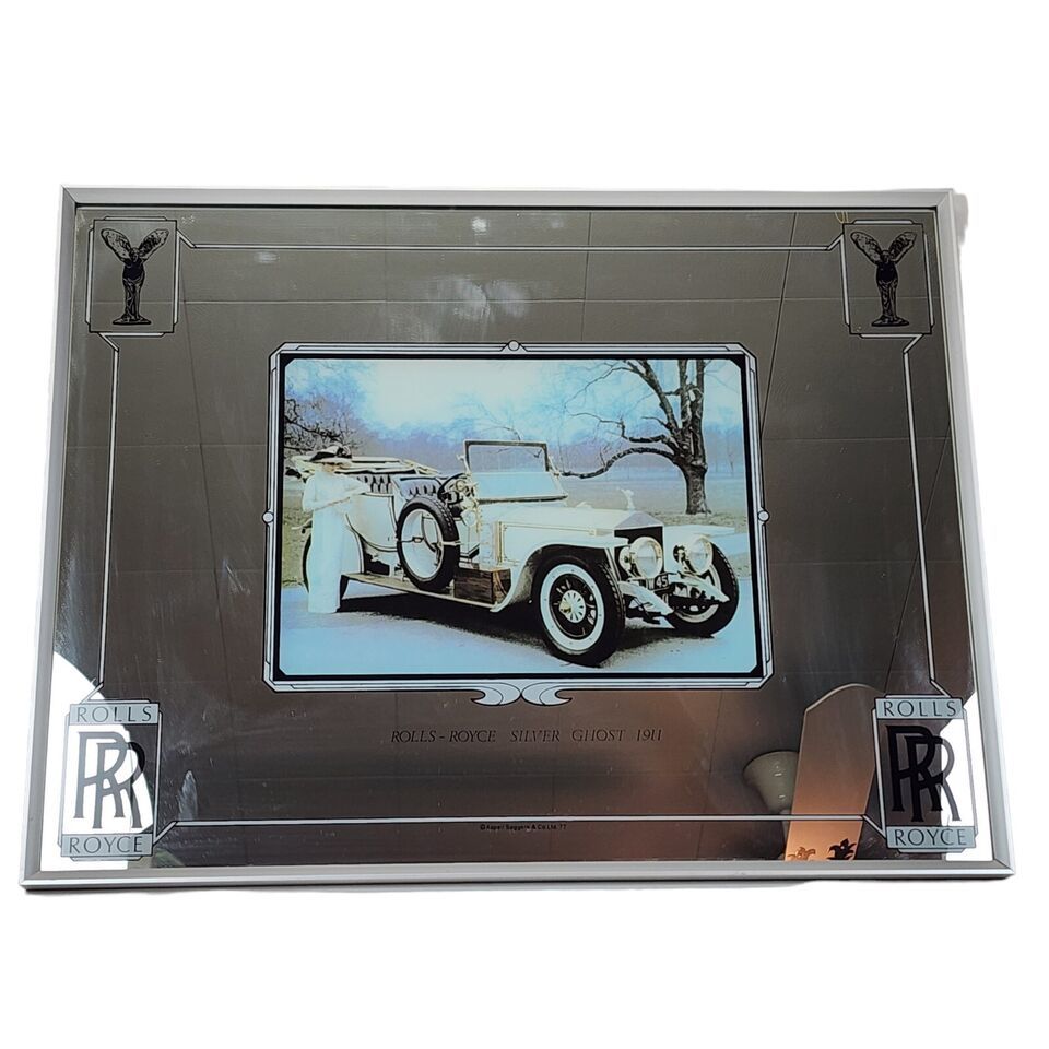 Rare Rolls Royce Silver Ghost Glass Mirror By Aspell Saggers &amp; Co 77&#39; RR - $96.99