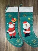 Vintage Handmade Felt Christmas Holiday Stockings Santa Claus Set of 2 - £15.81 GBP