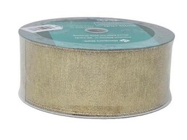 2.5&quot; x 50 Yards Premium Wired Edge Ribbon, Holiday, Crafts Mega Roll - Gold - £18.67 GBP