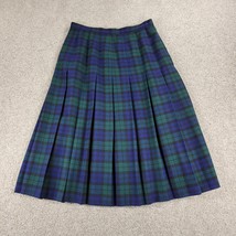 VTG Pendleton Womens Wool Skirt 14 Green Blue Tartan Plaid Pleats Midi Academia  - £35.92 GBP