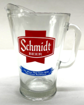 Schmidt Beer Heavy Glass Pitcher - Vintage Mancave Brewery Beer Logo Bar... - $27.71