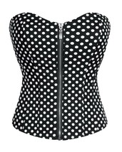 Black And White Polka Dot Satin Burlesque Costume Overbust Corset Waist Training - £45.55 GBP