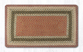 Earth Rugs RC-24 Olive Burgundy Gray Oblong Braided Rug 27 Inch X 45 Inch - £54.43 GBP
