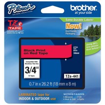 Genuine Brother 3/4&quot; (18Mm) Black On Red Tze P-Touch Tape For Brother Pt... - $37.99