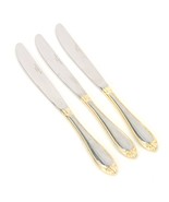 Hampton Silversmiths Abigail 3 Stainless Dinner Knives Gold Accent Fan F... - £14.04 GBP