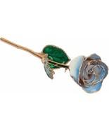 24k Gold Dipped Cream Blue Lacquer Real Rose Valentine&#39;s Day Holiday Gift - $2,100.85 MXN