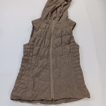 Be By Blanc Noir Vest Hooded Women's M Brown Quilted Full Zip Pockets Insulated image 10