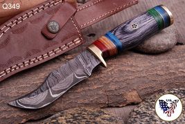 CUSTOM HANDMADE DAMASCUS STEEL HUNTING SKINNING KNIFE WOOD HANDLE x-349 - $23.72