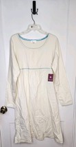 Fair Indigo Size XL Cream 100% Cotton Fleece Long Sleeve Dress Blue Trim - $25.00