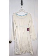 Fair Indigo Size XL Cream 100% Cotton Fleece Long Sleeve Dress Blue Trim - $468.64 MXN