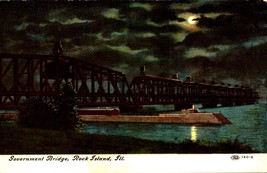 Vintage POSTCARD- Government Bridge By Night, Rock Island, Ill BK66 - £3.92 GBP