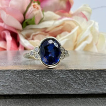 Handmade Blue Sapphire Woman Ring Solid silver Ring Woman gift Ring Woman - £63.35 GBP