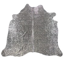 Silver Acid Washed Leopard Print Cowhide Rug Size: 7x6.2 feet Y-027 - $197.01