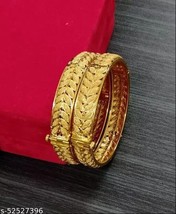 South Indian Women 2 pcs Bangles/ Bracelet Gold Plated Fashion Wedding J... - $34.44