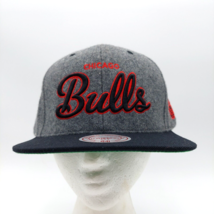 Chicago Bulls Script Logo Wool Snapback Hat Mitchell &amp; Ness Hardwood Classic - £22.43 GBP