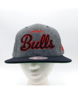 Chicago Bulls Script Logo Wool Snapback Hat Mitchell &amp; Ness Hardwood Cla... - £22.80 GBP